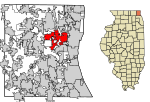 Lake County Illinois Incorporated and Unincorporated areas Gurnee Highlighted